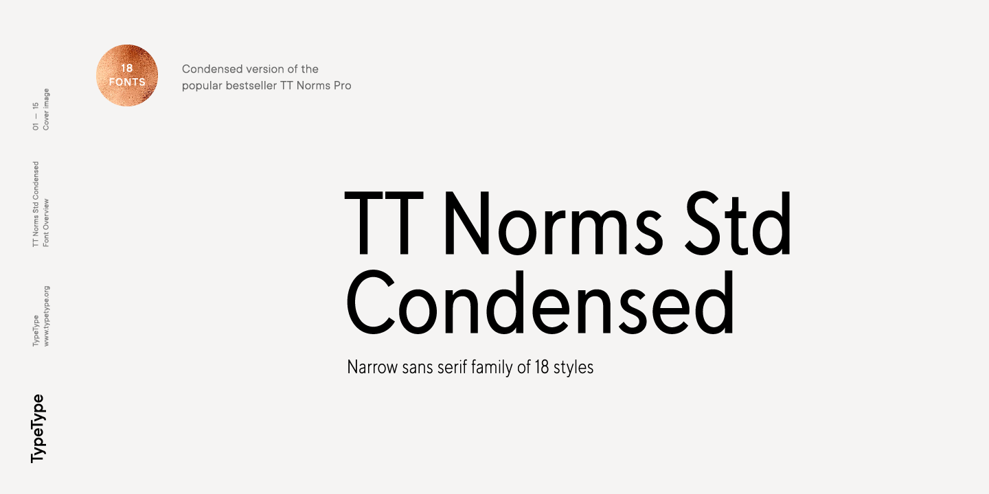 Beispiel einer TT Norms Std Condensed-Schriftart #1